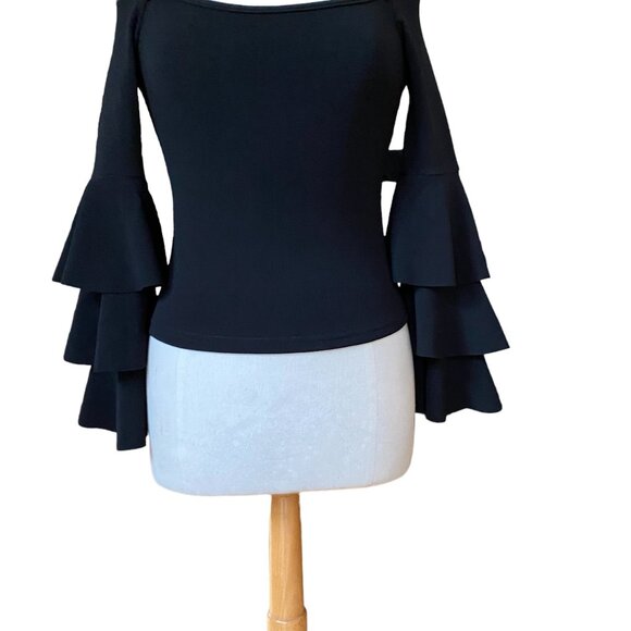 Cut-Out Bell Ruffle Sleeve Top Size XS Black Witchy Whimsigoth Witchy Goth - Picture 8 of 12